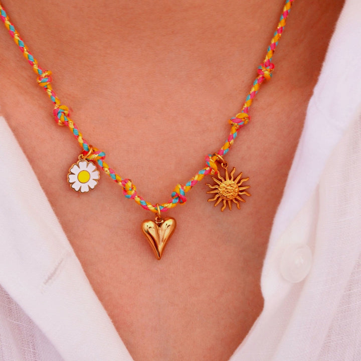 Collana con ciondolo in pietra naturale intrecciata colorata Olivenorma