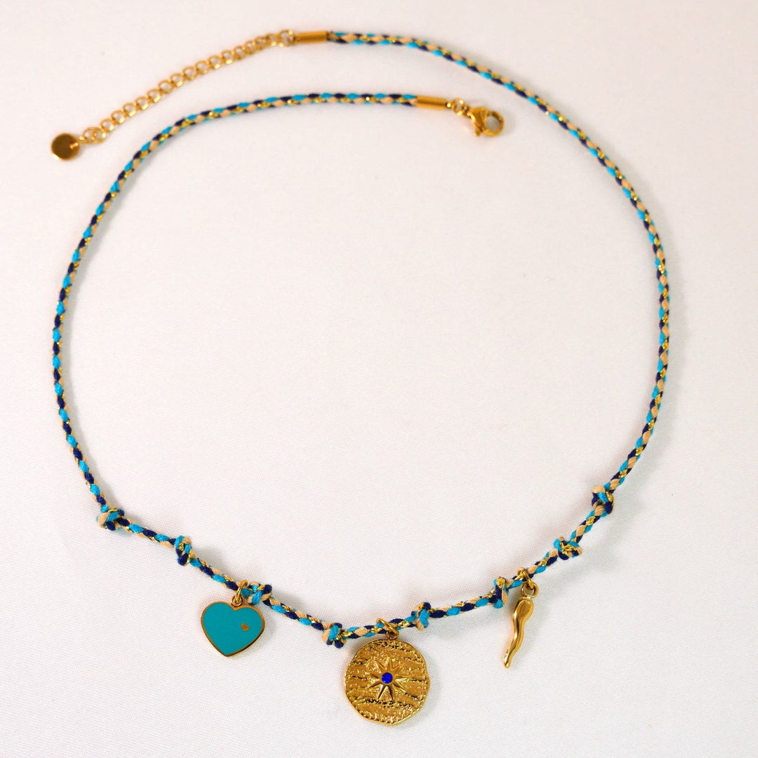 Collana con ciondolo in pietra naturale intrecciata colorata Olivenorma