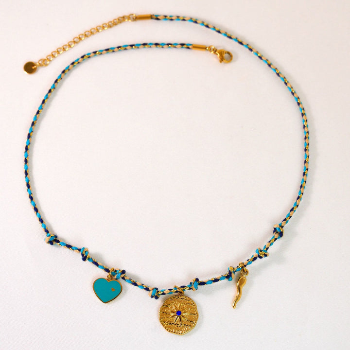 Collana con ciondolo in pietra naturale intrecciata colorata Olivenorma
