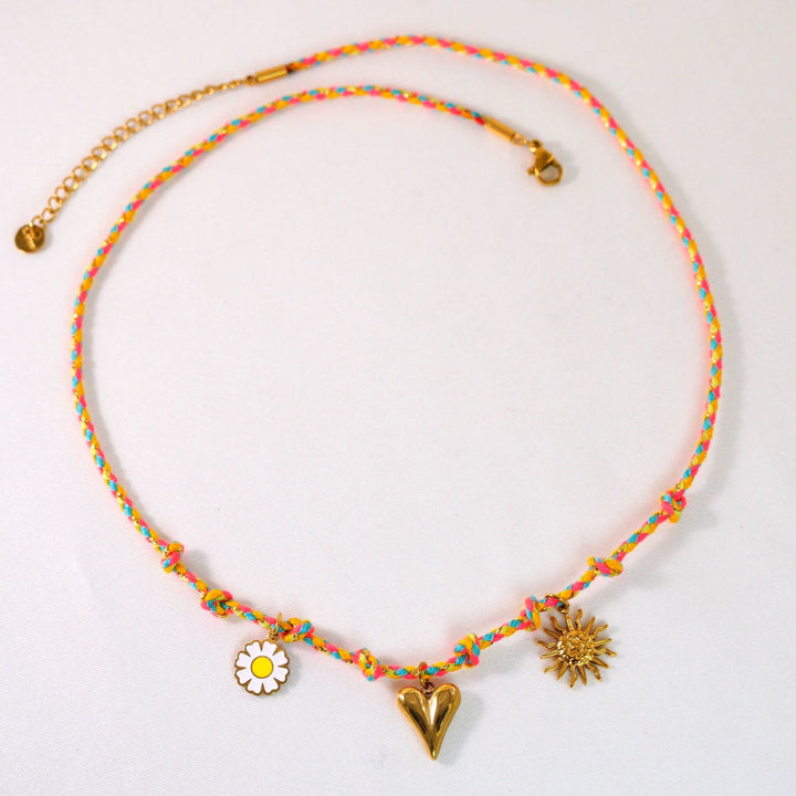 Collana con ciondolo in pietra naturale intrecciata colorata Olivenorma