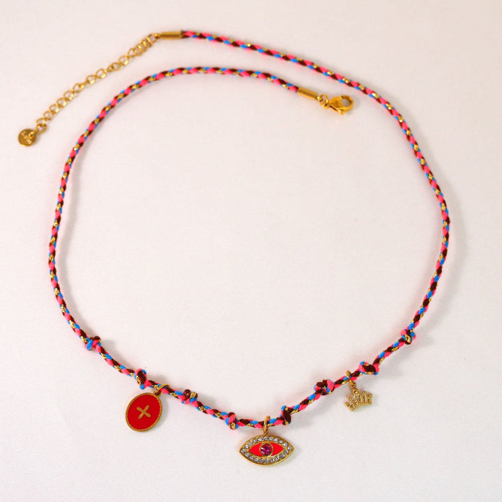 Collana con ciondolo in pietra naturale intrecciata colorata Olivenorma