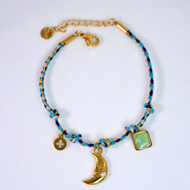 Collana con ciondolo in pietra naturale intrecciata colorata Olivenorma