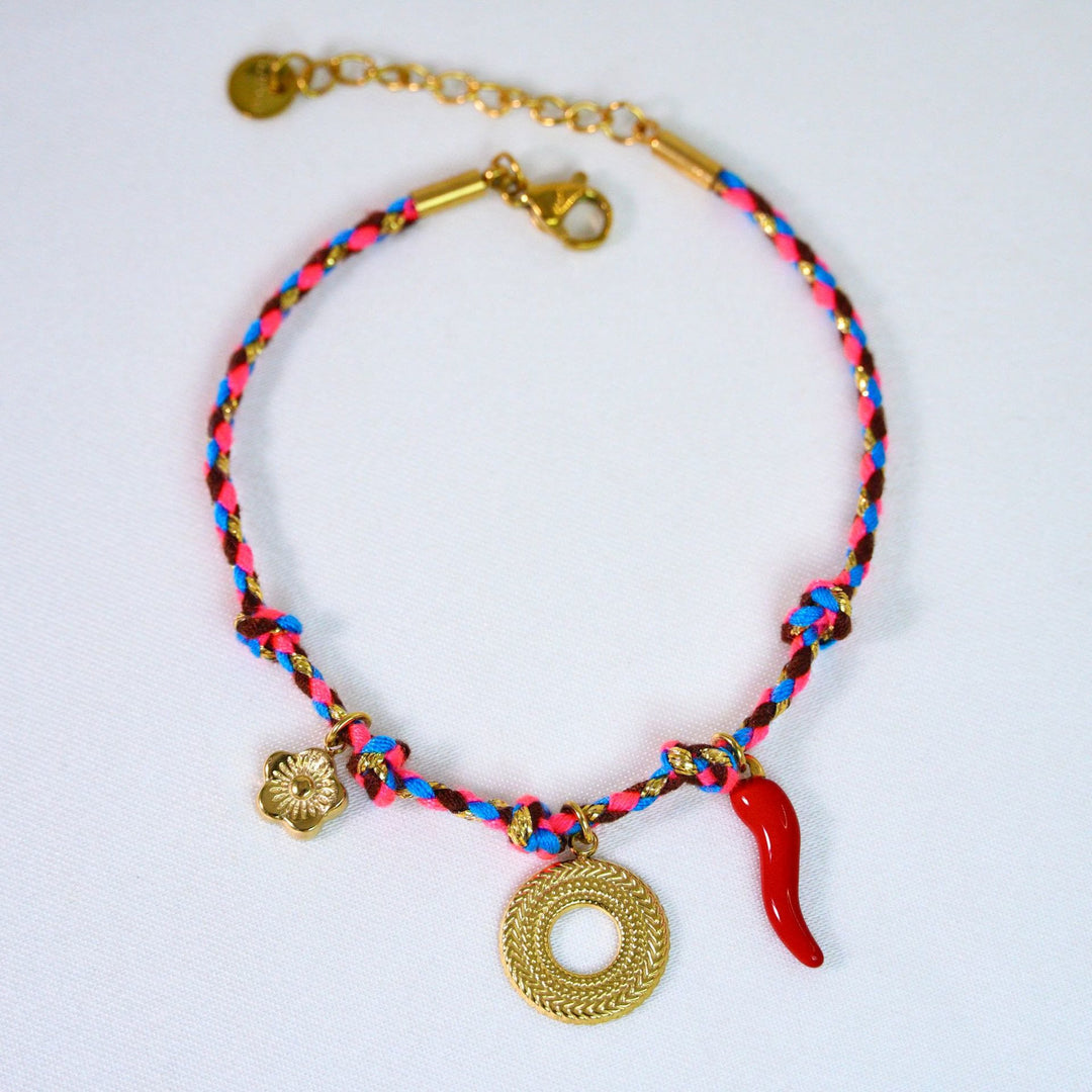 Collana con ciondolo in pietra naturale intrecciata colorata Olivenorma