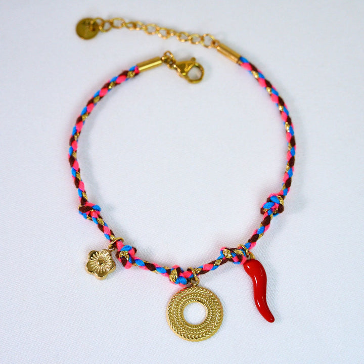 Collana con ciondolo in pietra naturale intrecciata colorata Olivenorma