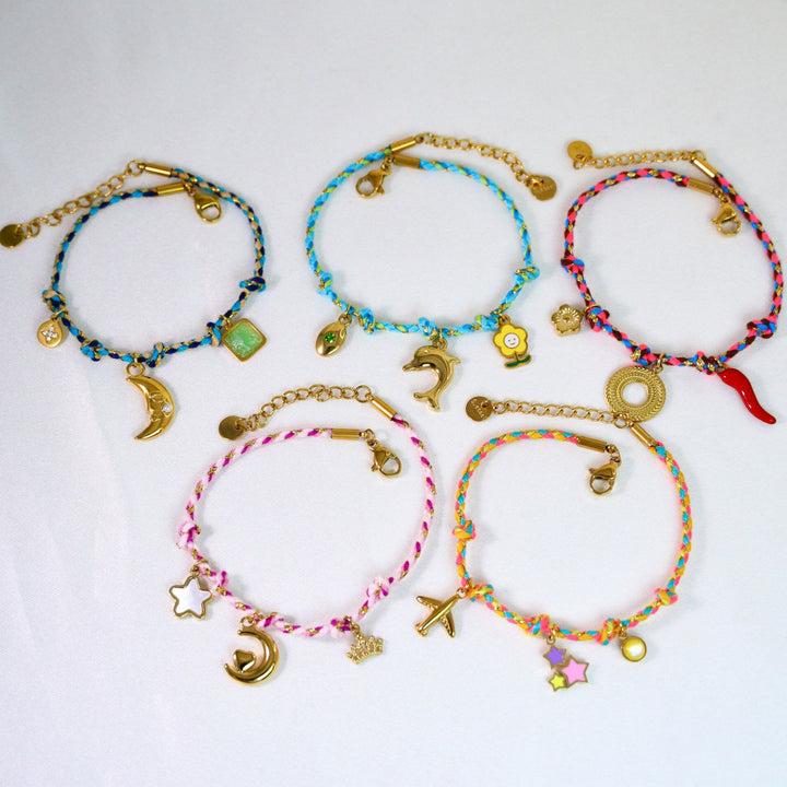 Collana con ciondolo in pietra naturale intrecciata colorata Olivenorma