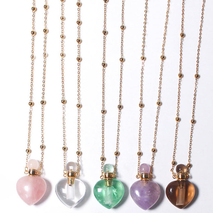 Collana con diffusore di oli essenziali in cristallo Olivenorma e bottiglia a forma di cuore