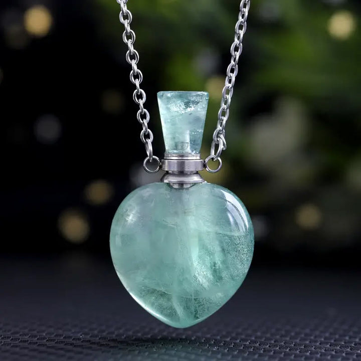 Collana con bottiglia d'amore con diffusore di oli essenziali di cristallo Olivenorma
