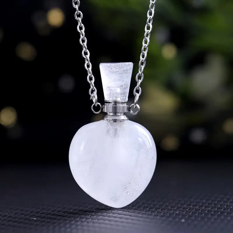 Collana con bottiglia d'amore con diffusore di oli essenziali di cristallo Olivenorma