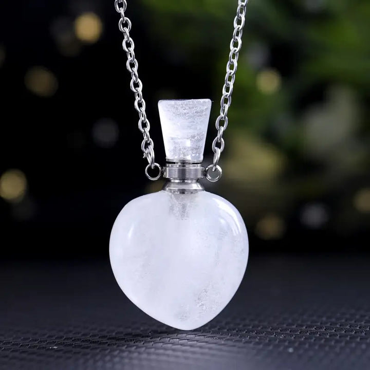 Collana con bottiglia d'amore con diffusore di oli essenziali di cristallo Olivenorma