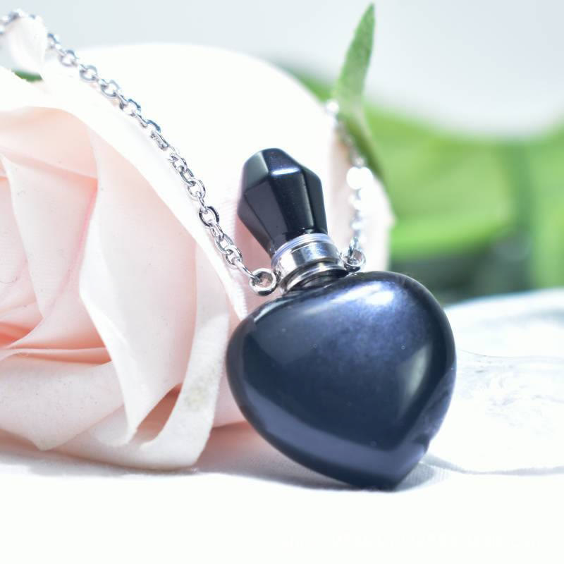 Collana con bottiglia d'amore con diffusore di oli essenziali di cristallo Olivenorma
