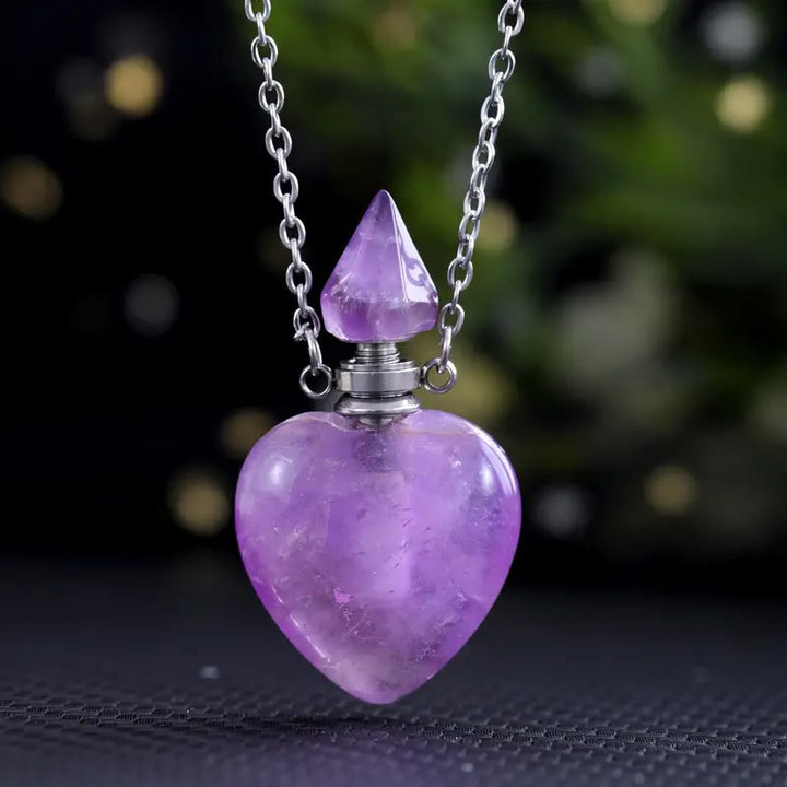 Collana con bottiglia d'amore con diffusore di oli essenziali di cristallo Olivenorma