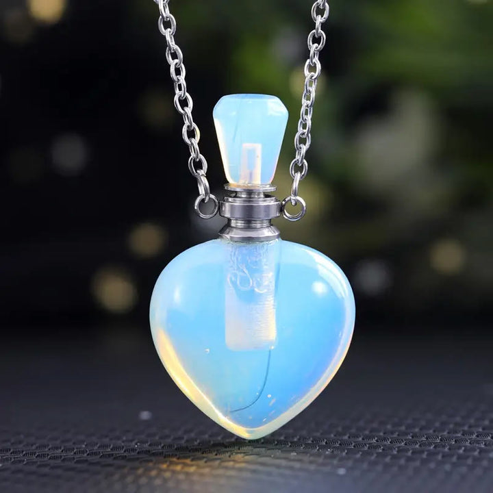 Collana con bottiglia d'amore con diffusore di oli essenziali di cristallo Olivenorma