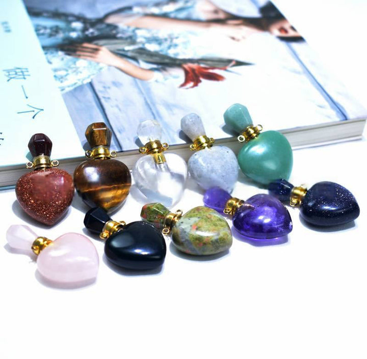 Collana con bottiglia d'amore con diffusore di oli essenziali di cristallo Olivenorma
