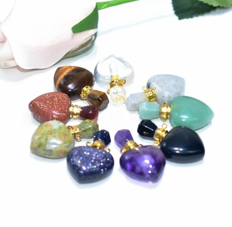 Collana con bottiglia d'amore con diffusore di oli essenziali di cristallo Olivenorma