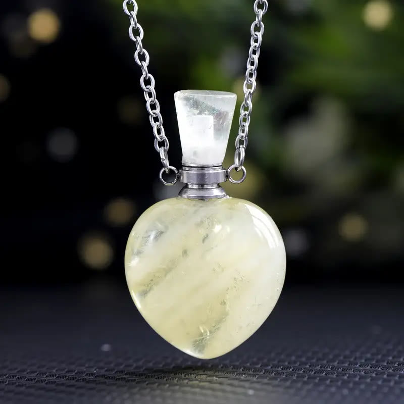 Collana con bottiglia d'amore con diffusore di oli essenziali di cristallo Olivenorma