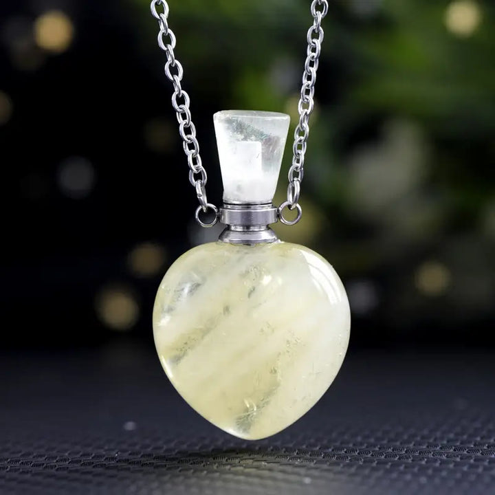 Collana con bottiglia d'amore con diffusore di oli essenziali di cristallo Olivenorma
