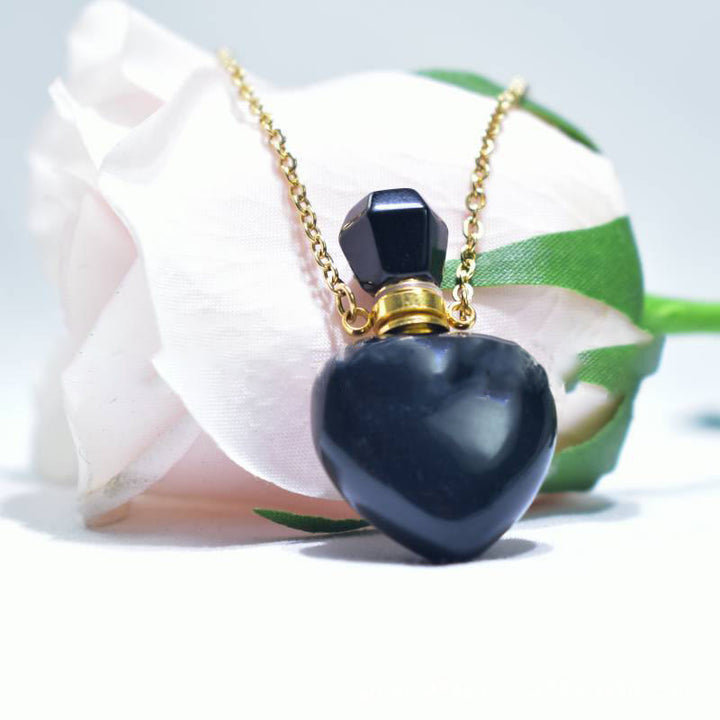 Collana con bottiglia d'amore con diffusore di oli essenziali di cristallo Olivenorma