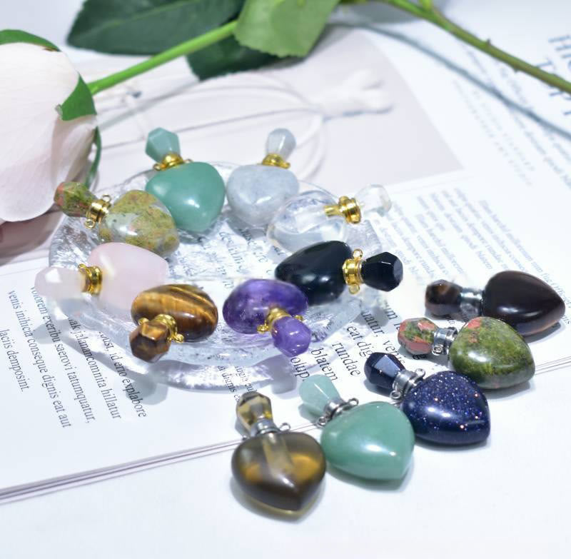 Collana con bottiglia d'amore con diffusore di oli essenziali di cristallo Olivenorma