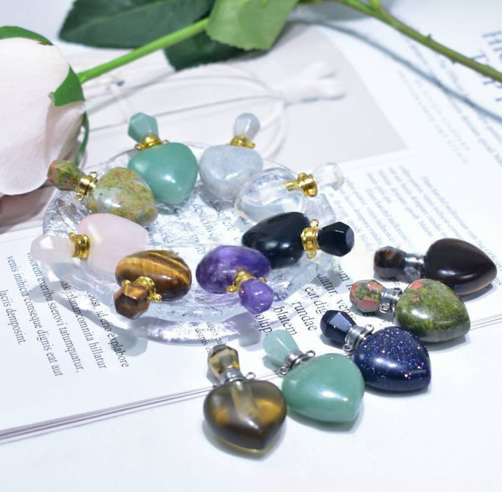 Collana con bottiglia d'amore con diffusore di oli essenziali di cristallo Olivenorma