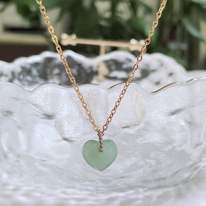 Collana in acciaio al titanio con taglio a cuore in cristallo naturale Olivenorma