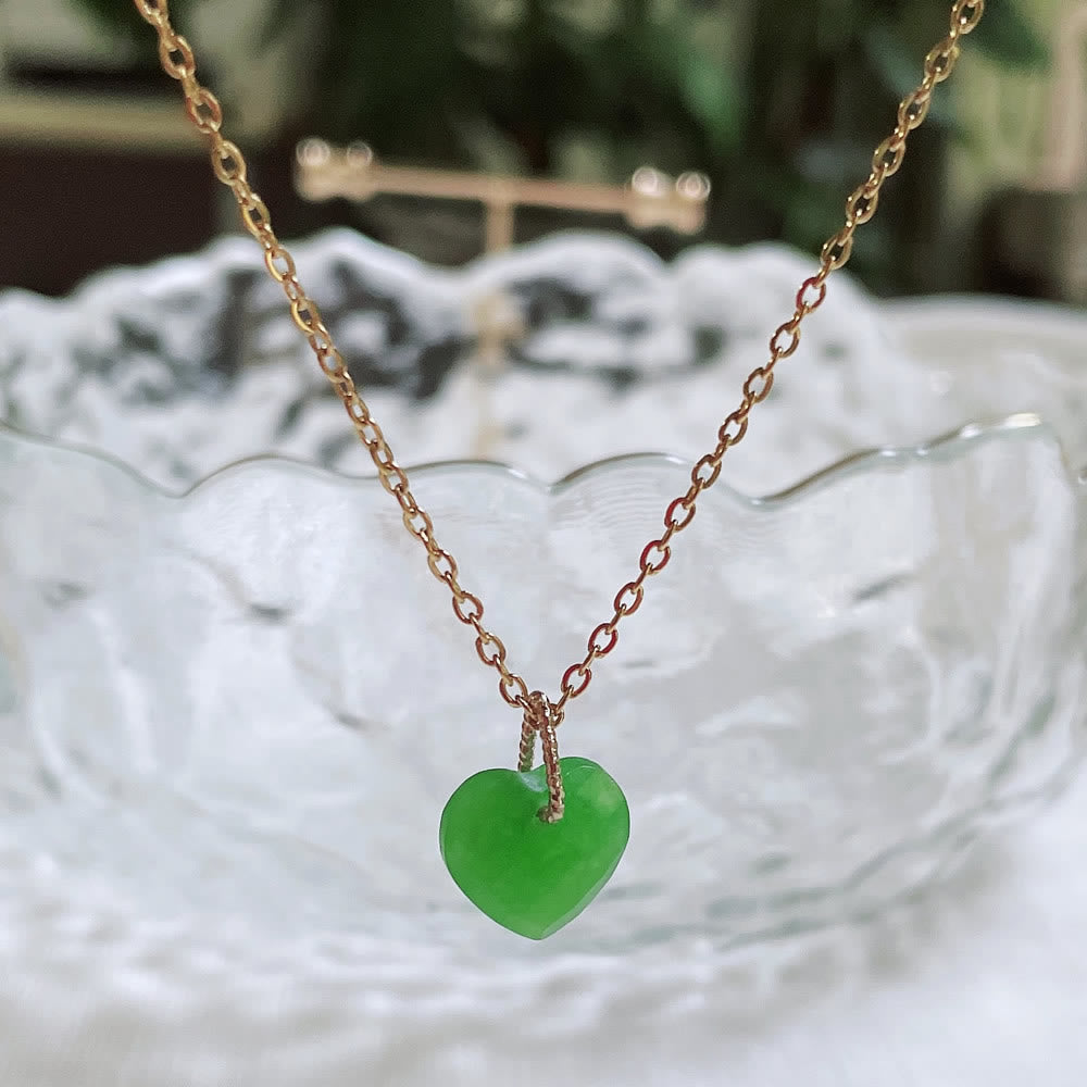 Collana in acciaio al titanio con taglio a cuore in cristallo naturale Olivenorma