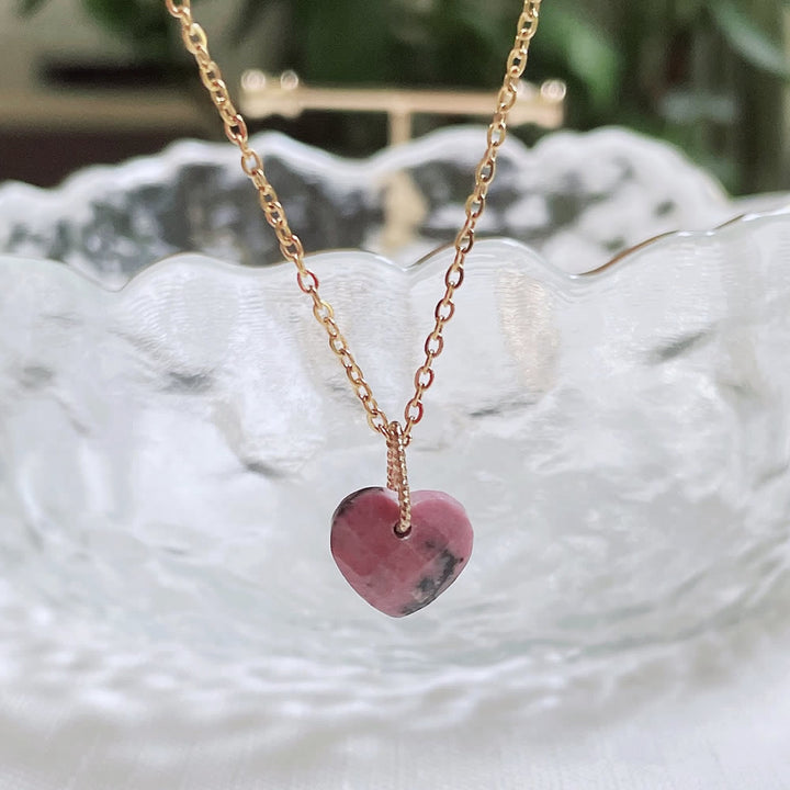 Collana in acciaio al titanio con taglio a cuore in cristallo naturale Olivenorma