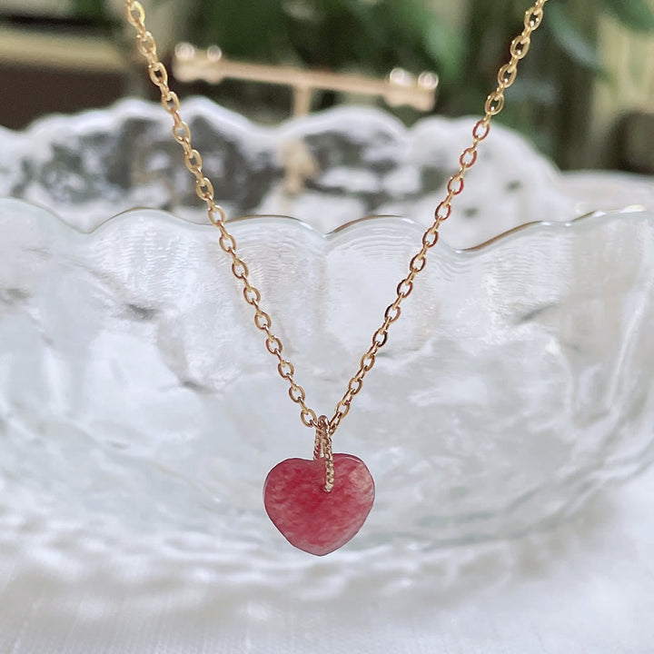 Collana in acciaio al titanio con taglio a cuore in cristallo naturale Olivenorma