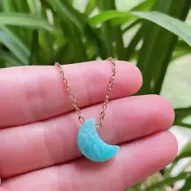 Collana in acciaio inossidabile con taglio lunare in cristallo naturale Olivenorma