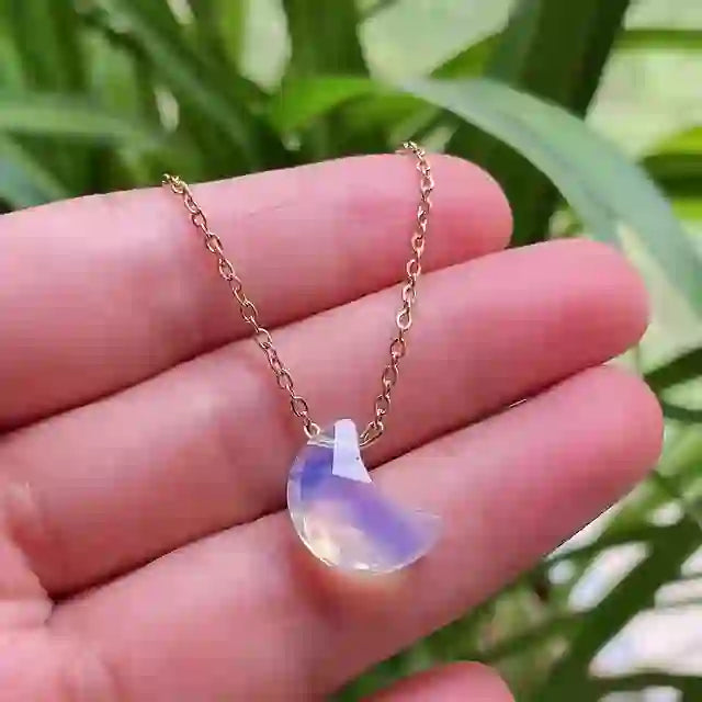 Collana in acciaio inossidabile con taglio lunare in cristallo naturale Olivenorma