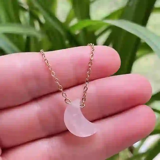 Collana in acciaio inossidabile con taglio lunare in cristallo naturale Olivenorma