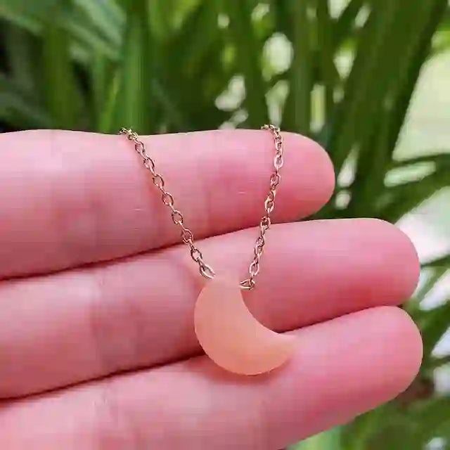 Collana in acciaio inossidabile con taglio lunare in cristallo naturale Olivenorma