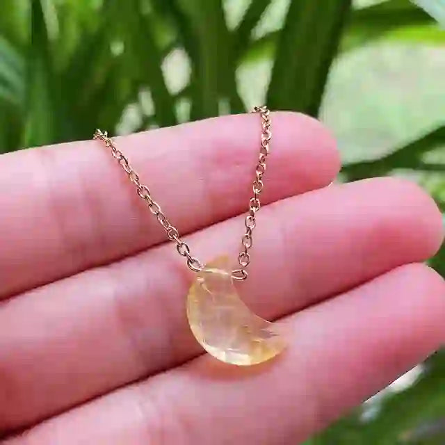 Collana in acciaio inossidabile con taglio lunare in cristallo naturale Olivenorma