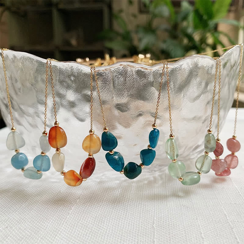 Collana con ciondolo di perline in pietra naturale irregolare Olivenorma - image 37