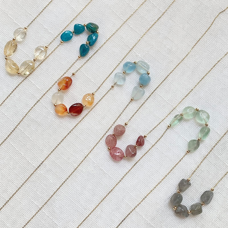 Collana con ciondolo di perline in pietra naturale irregolare Olivenorma - image 40