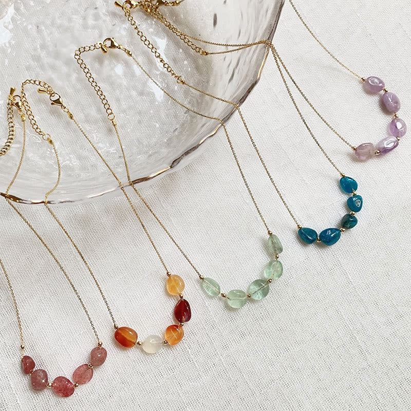 Collana con ciondolo di perline in pietra naturale irregolare Olivenorma - image 39