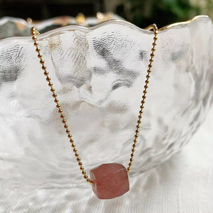 Collana con ciondolo a taglio quadrato in cristallo naturale Olivenorma