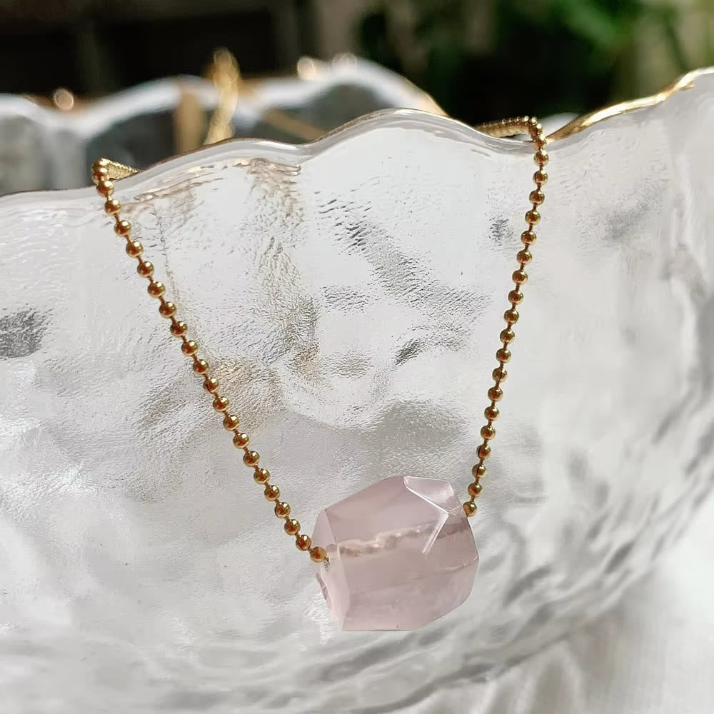 Collana con ciondolo a taglio quadrato in cristallo naturale Olivenorma