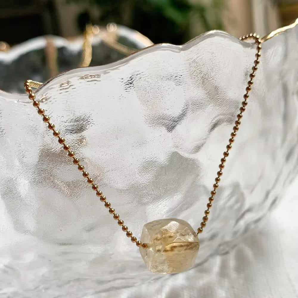 Collana con ciondolo a taglio quadrato in cristallo naturale Olivenorma