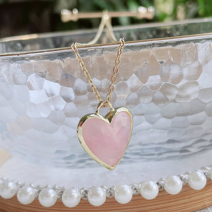 Collana in acciaio inossidabile con ciondolo a forma di cuore in cristallo Olivenorma