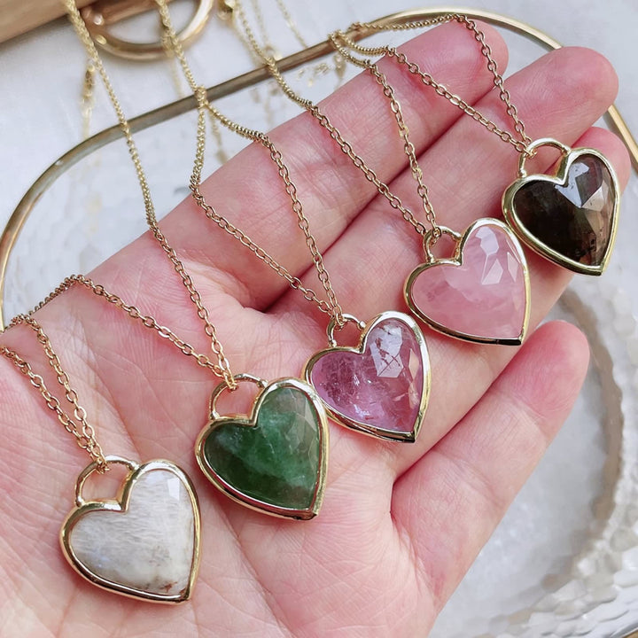 Collana in acciaio inossidabile con ciondolo a forma di cuore in cristallo Olivenorma