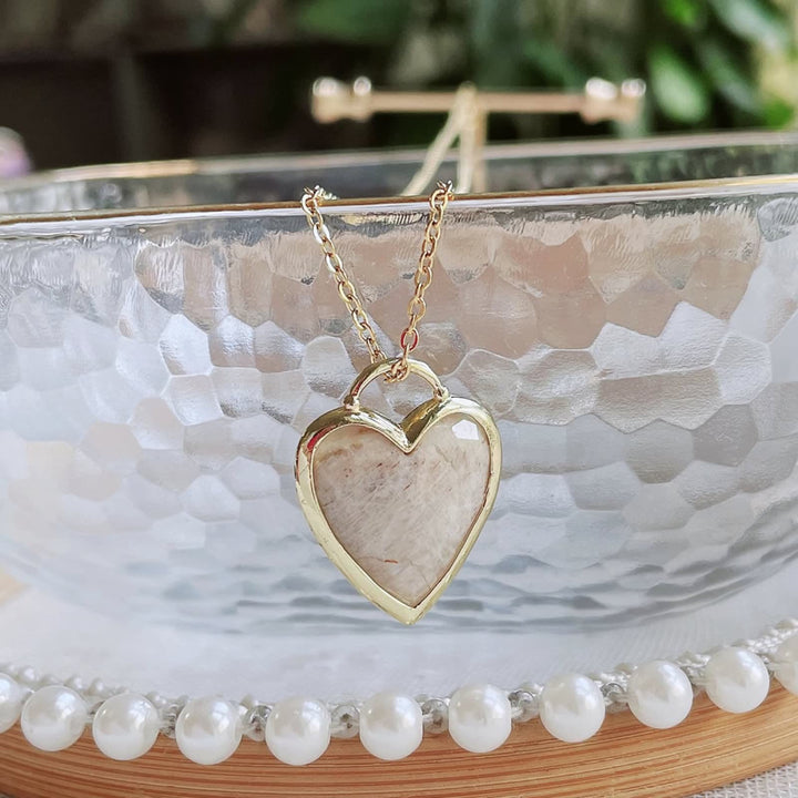Collana in acciaio inossidabile con ciondolo a forma di cuore in cristallo Olivenorma