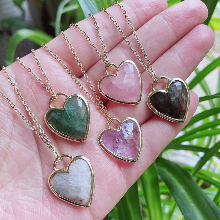 Collana in acciaio inossidabile con ciondolo a forma di cuore in cristallo Olivenorma