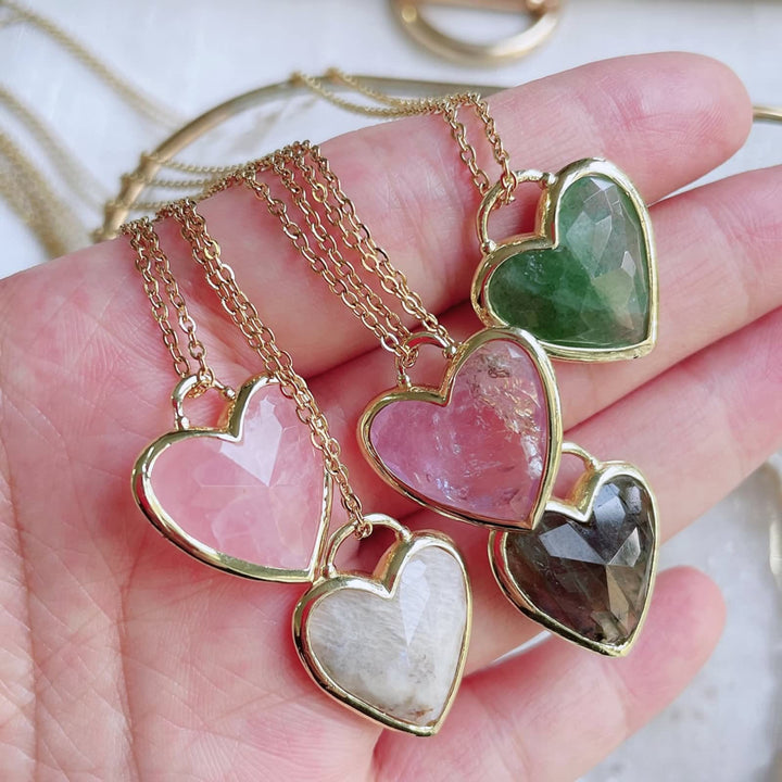 Collana in acciaio inossidabile con ciondolo a forma di cuore in cristallo Olivenorma