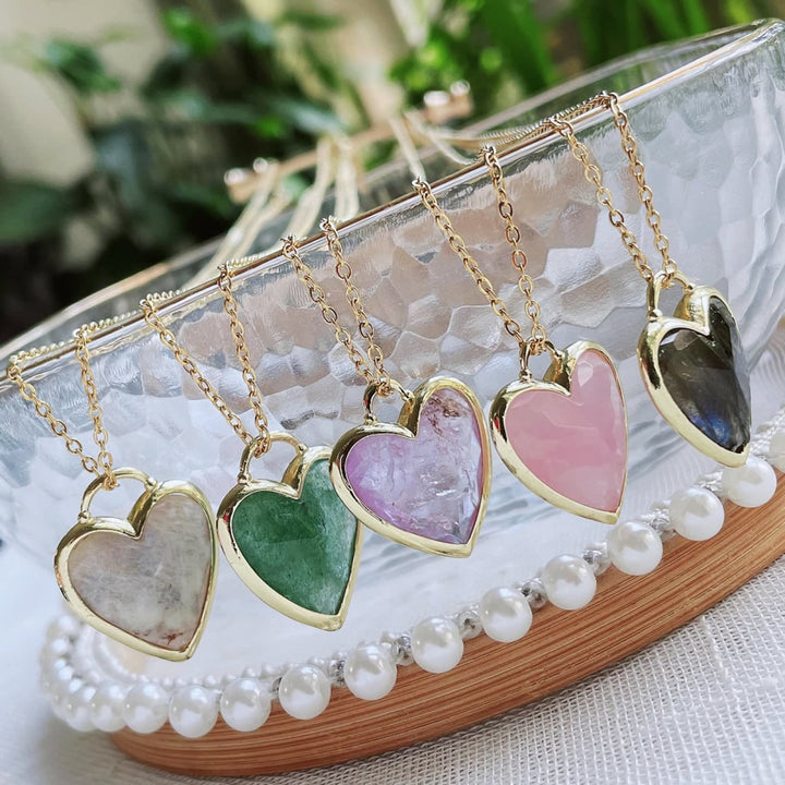 Collana in acciaio inossidabile con ciondolo a forma di cuore in cristallo Olivenorma