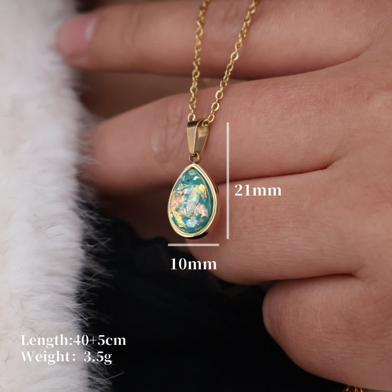 Collana con ciondolo a goccia in opale naturale francese Olivenorma
