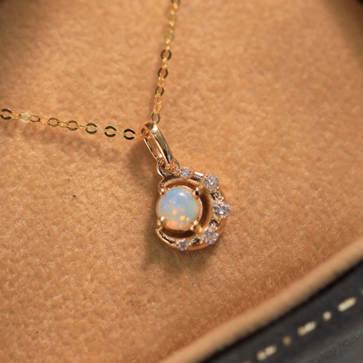 Olivenorma Collana con ciondolo a forma di stella e luna in argento 925 con opale