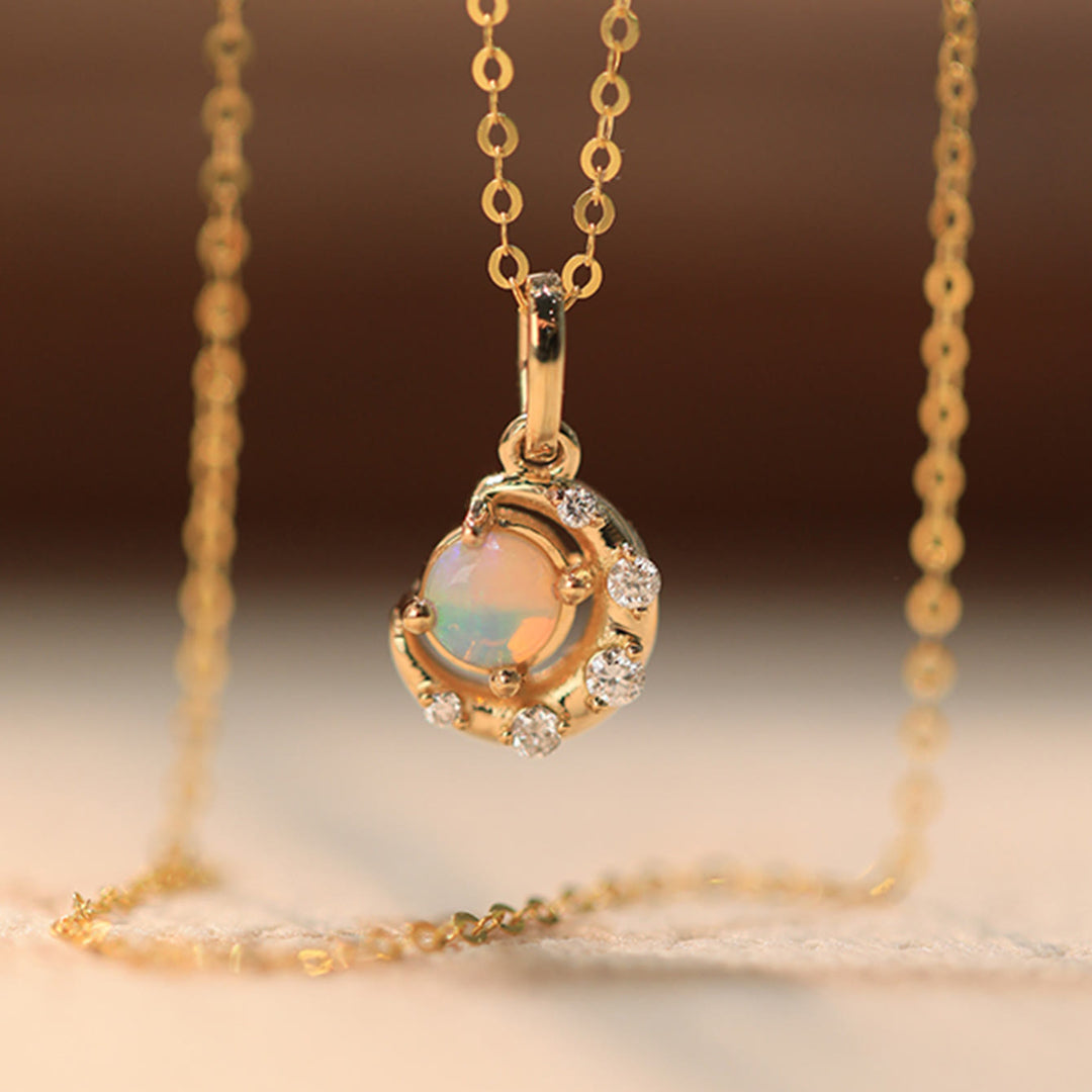 Olivenorma Collana con ciondolo a forma di stella e luna in argento 925 con opale