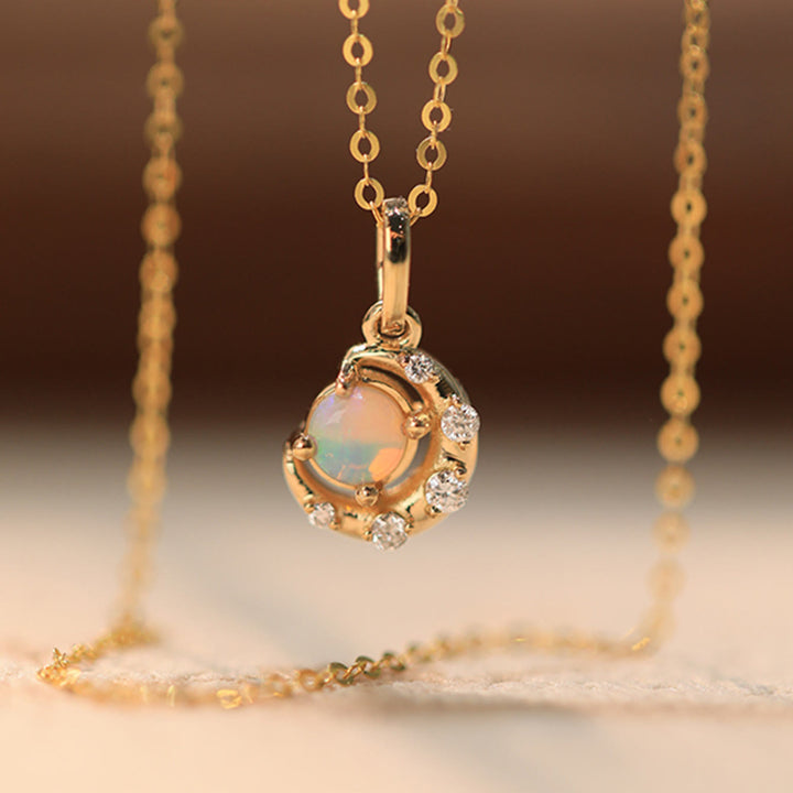Olivenorma Collana con ciondolo a forma di stella e luna in argento 925 con opale