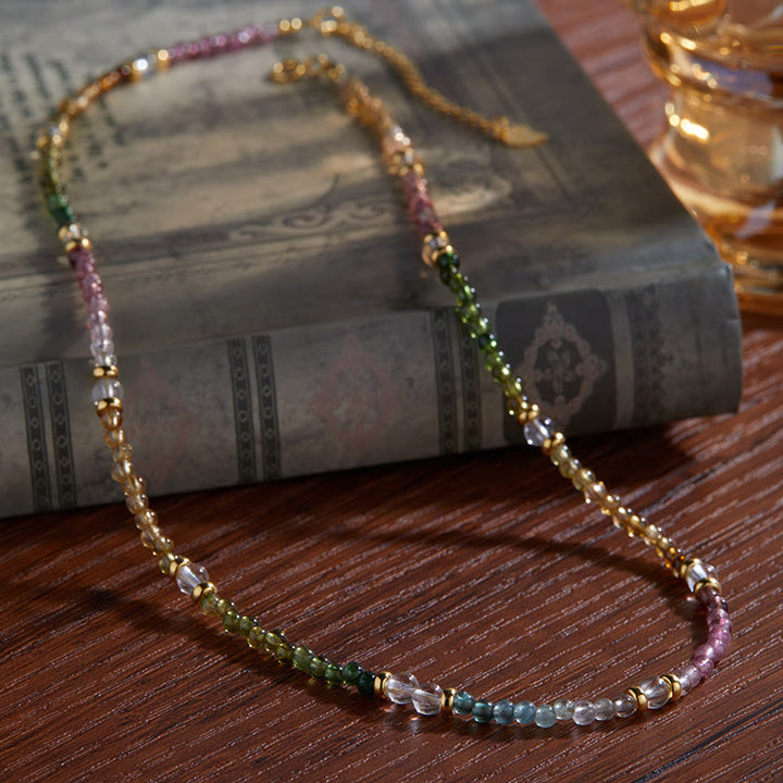 Olivenorma 3mm Collana con bracciale di perline di tormalina naturale