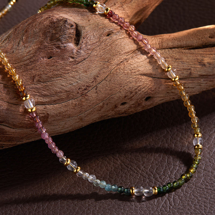 Olivenorma 3mm Collana con bracciale di perline di tormalina naturale